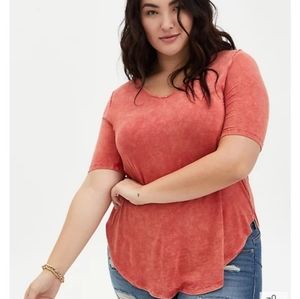 Torrid Super Soft Mineral Wash Cranberry Red Tunic